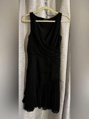 Banana Republic Black Wrap Dress Size 2 Pleated Hem Sleeveless Cocktail